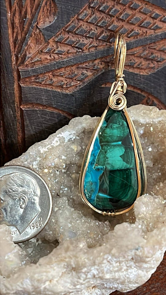 Chrysocolla and  Malachite Pendant