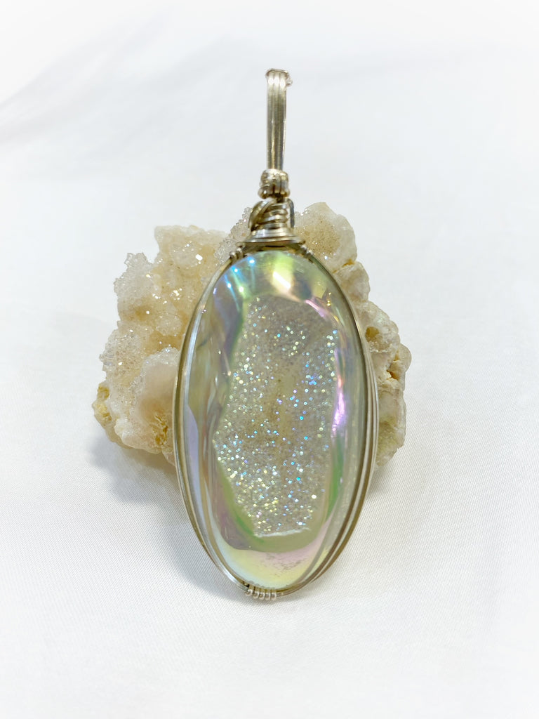 Aurora Borealis Drusy Pendant - Moonbow Tropics