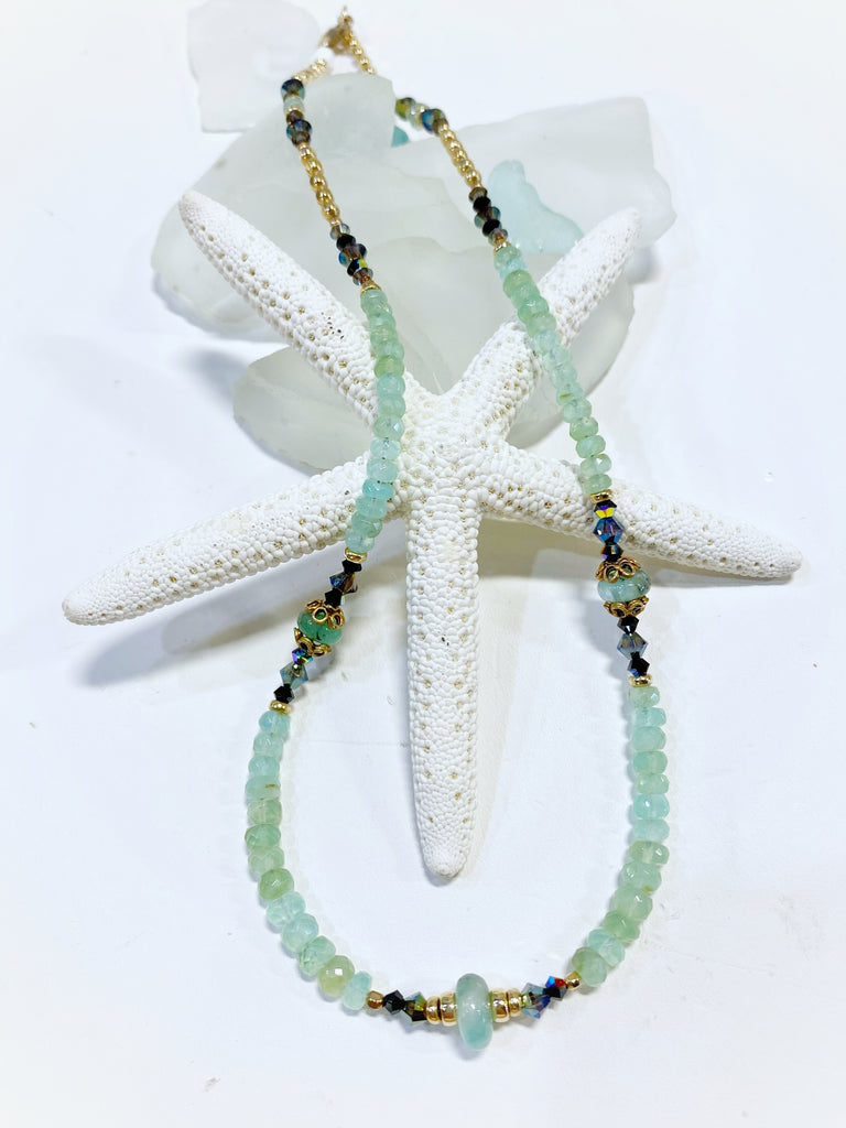 Gemmy Blue Peruvian Opal Necklace - Moonbow Tropics