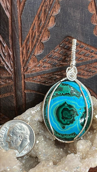 Chrysocolla and Malachite Pendant