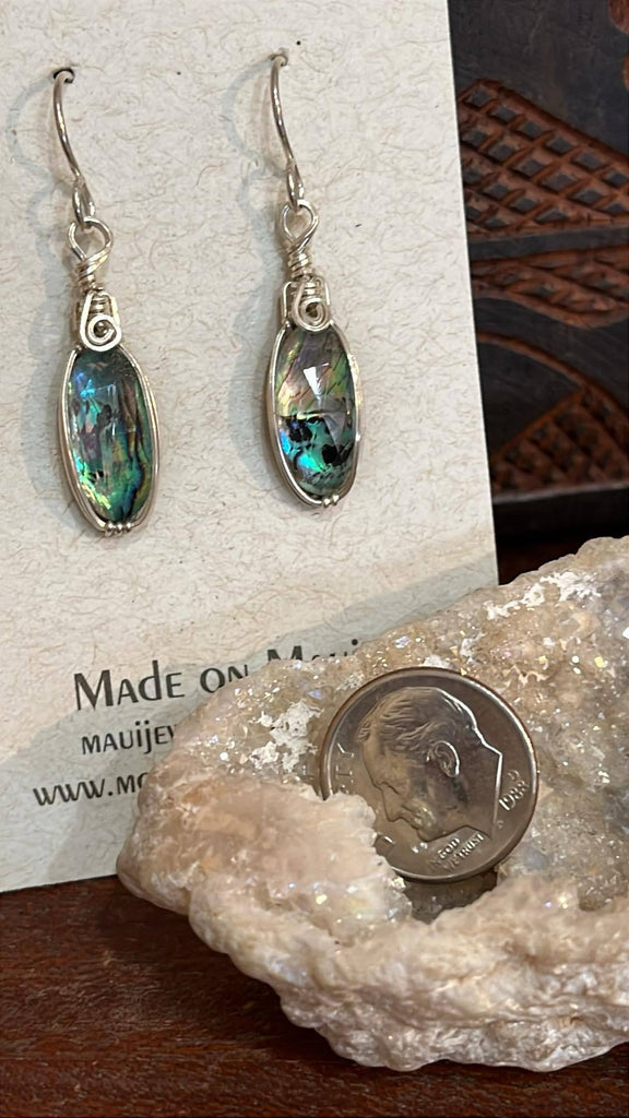 Abalone with faceted quartz earrings