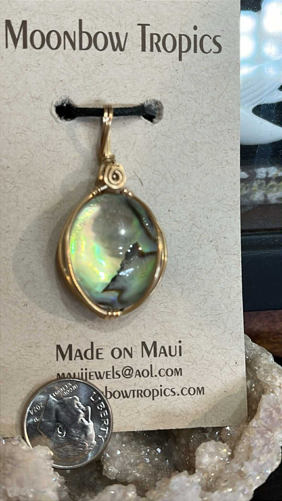 Abalone and Quartz Crystal Pendant