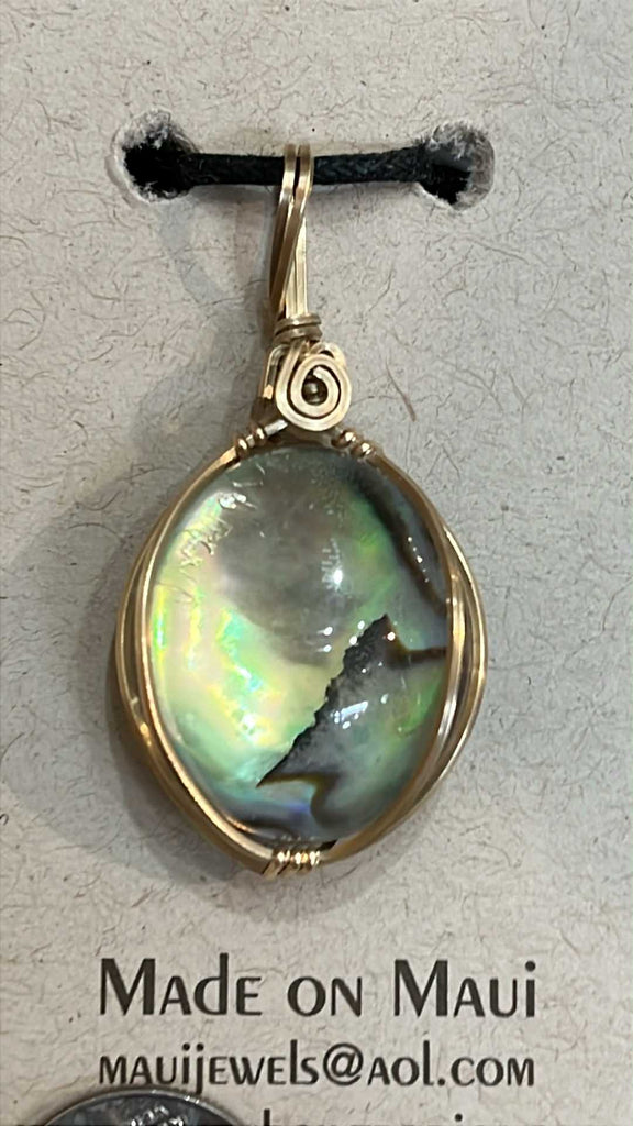 Abalone and Quartz Crystal Pendant