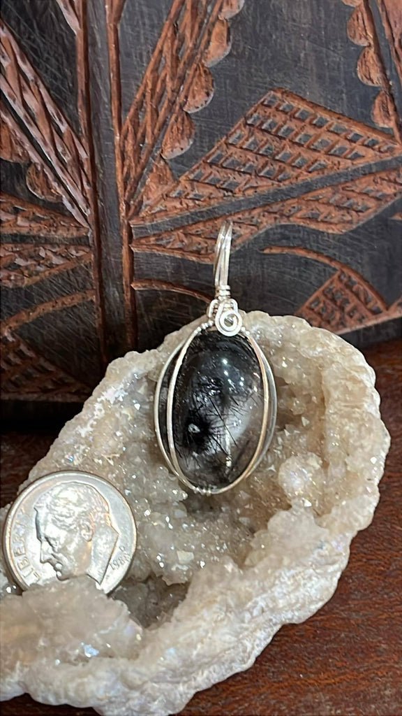 Black Tourmalinated Quartz Pendant