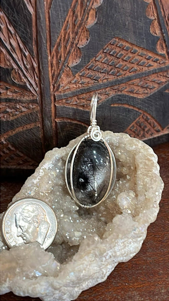 Black Tourmalinated Quartz Pendant
