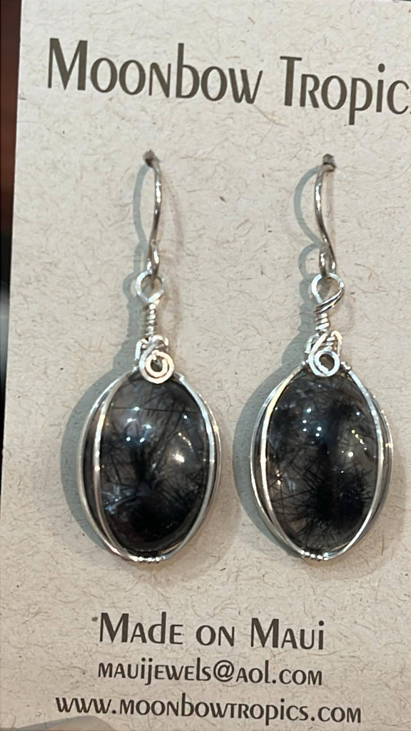 Black Tourmalinated Quartz Earrings