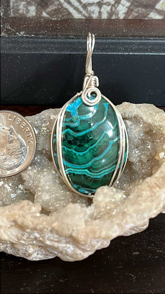 Chrysocolla and Malachite Pendant