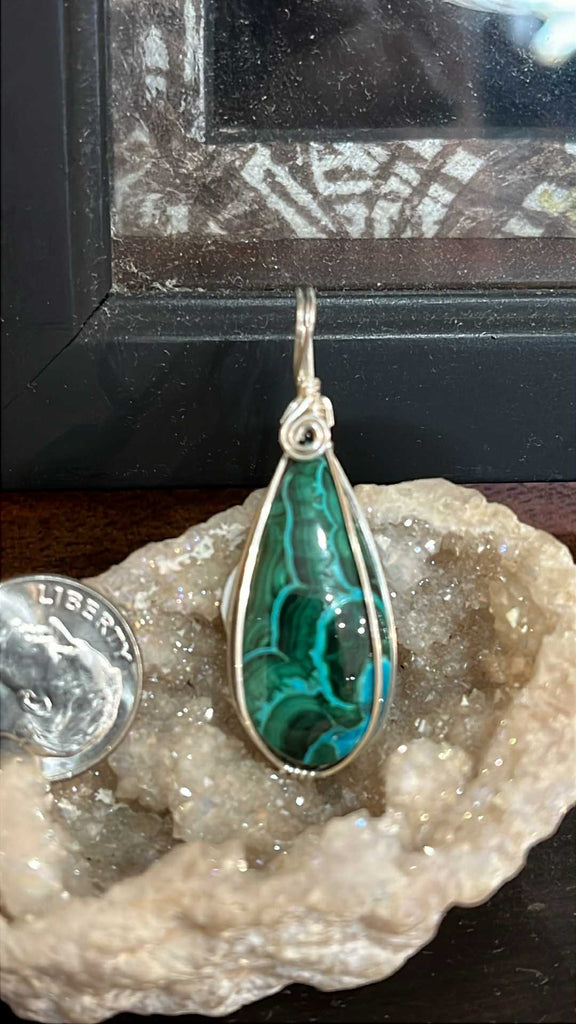 Chrysocolla and Malachite Pendant