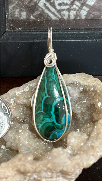 Chrysocolla and Malachite Pendant