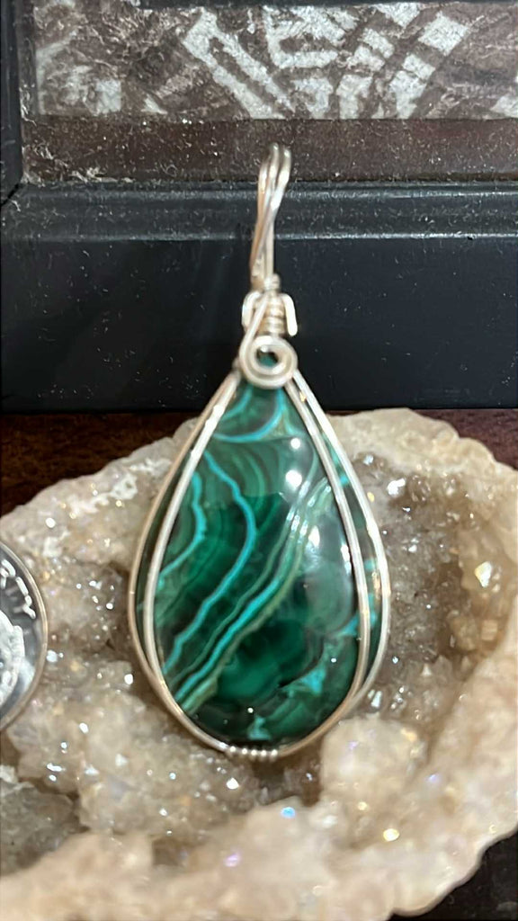 Chrysocolla and Malachite Pendant