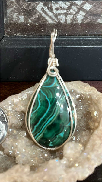Chrysocolla and Malachite Pendant