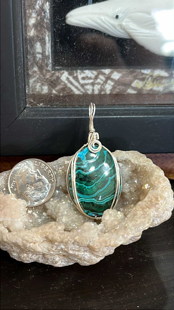 Chrysocolla and Malachite Pendant