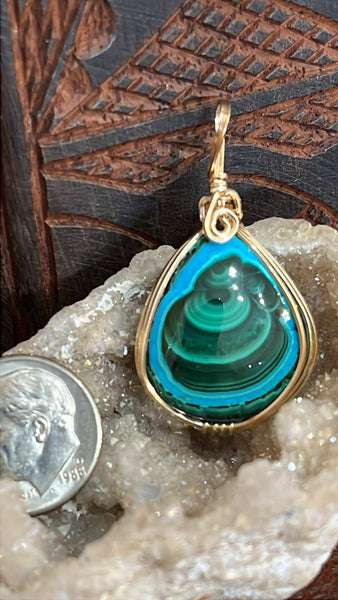 Chrysocolla and  Malachite Pendant