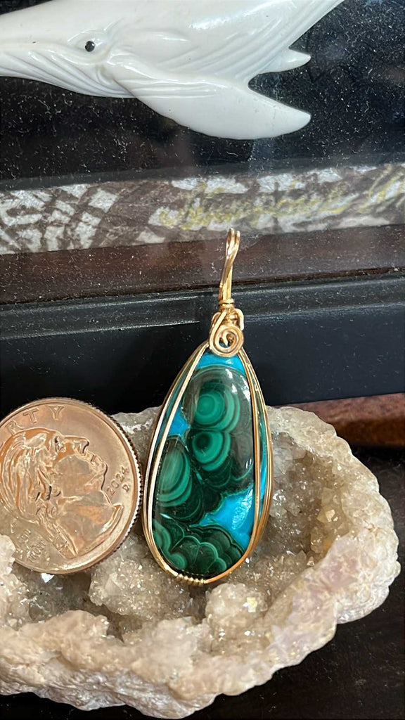 Chrysocolla and Malachite Pendant - triple AAA grade