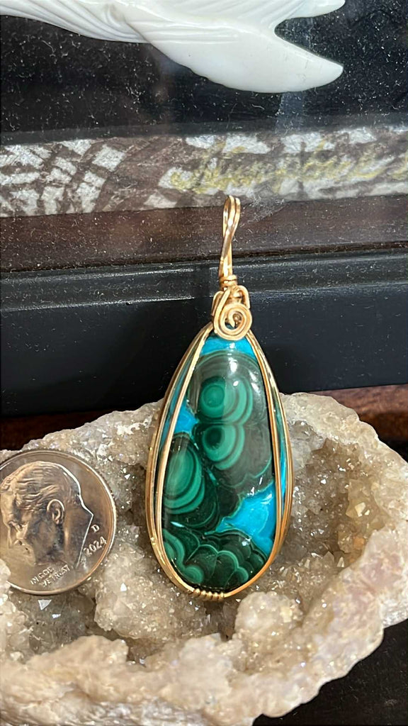 Chrysocolla and Malachite Pendant - triple AAA grade