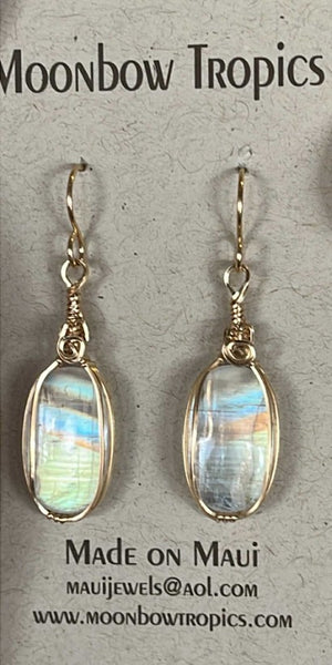 Rainbow Moonstone Earrings - Super Quality