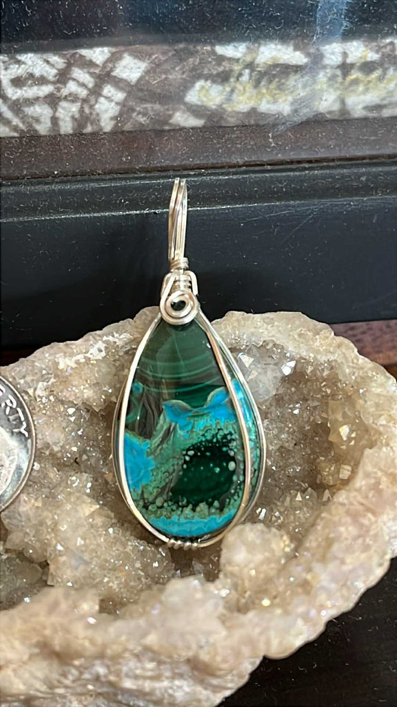 Chrysocolla and Malachite Pendant