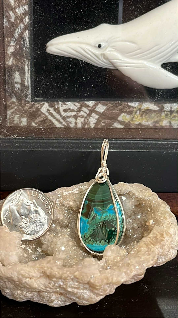 Chrysocolla and Malachite Pendant