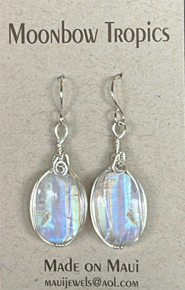 Rainbow Moonstone Earrings - super high quality