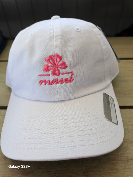 Womens Maui Cap White Hibiscus