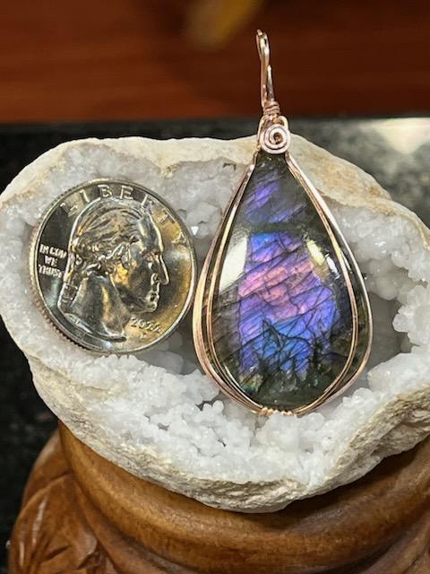 Purple Spectralite in rose gold- stunner - Moonbow Tropics